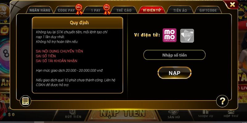 Nạp vốn vào tài khoản Win456 qua ví điện tử nhanh gọn