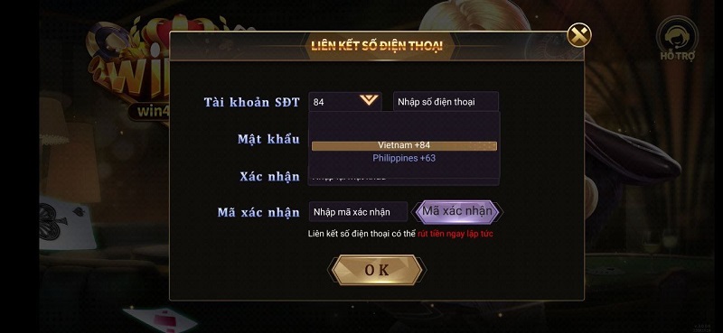 Thông tin điền vào biểu mẫu mở tài khoản Win456 đơn giản